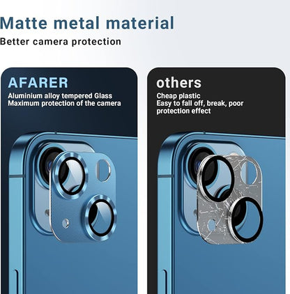 AFARER [2 Pack Camera Lens Protector for iPhone 13/13 Mini,Ultra HD Metal Tempered Glass Cover,9H Hardness,Anti-Scratch (Blue)