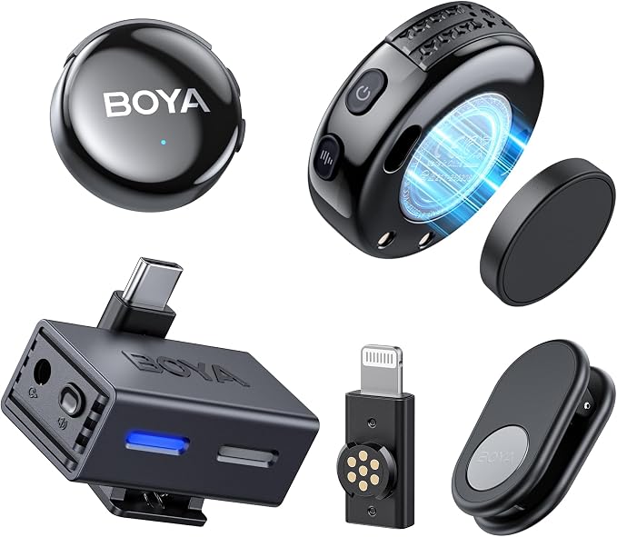 BOYA BOYALINK 3 Wireless Lavalier Microphone for iPhone/Android/Camera/PC/Tablets,AI Noise Cancellation, 48kHz/24Bit Studio Sound,APP Control, 984ft 6h Battery for Vlogging Interview(No Charging Case)