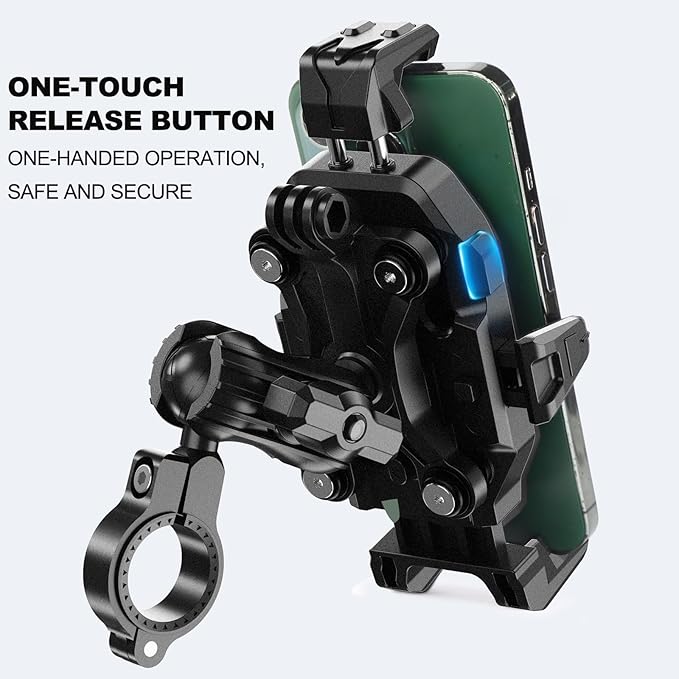 iMESTOU Motorcycle Phone Mount Anti-Vibration with 4 Shock Absorbers, Universal 22-32mm Handlebar Fit for Bikes/Motorcycles/EBikes, 720° Adjustable Heavy-Duty Phone Holder for 5.6”-7.4” Phones