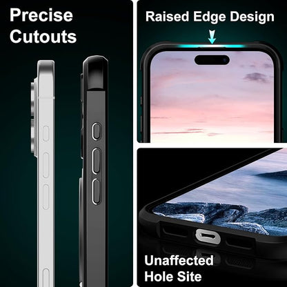360° Magnetic Swivel Ring for iPhone 16 Plus case, Built-in Metal Stand and Ring Holder, Magsafe Compatible, Military Grade Protection, Shock Resistant - Black