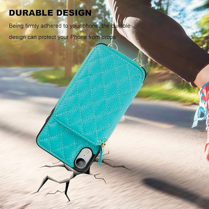 Bocasal Crossbody Wallet Case for iPhone Xr, RFID Blocking PU Leather Zipper Handbag Purse Flip Cover, Kickstand Folio Case with Card Slots Holder Wrist Strap Lanyard 6.1 Inch (Mint Green)