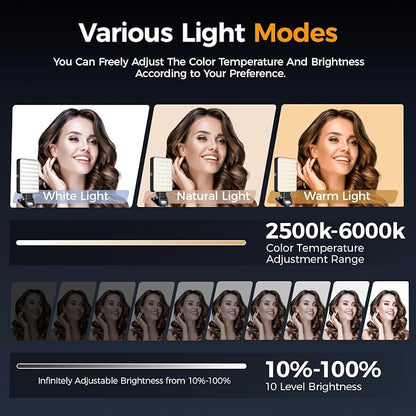 Magnetic Selfie Light for Cell Phone, gliship 128 Led Selfie Light Compatible with Magsafe Rechargeable Portable Clip Fill Light with 3 Lights Modes for Phone Camera Laptop Camera