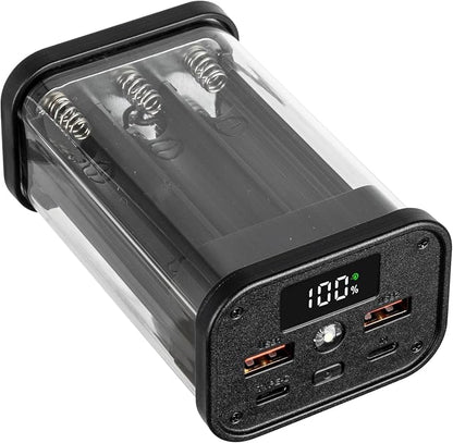 Transparent 18650 Battery Charger Case, Solderless Portable Charger Housing with Overload Protection, Detachable Design for Secure Device Charging
