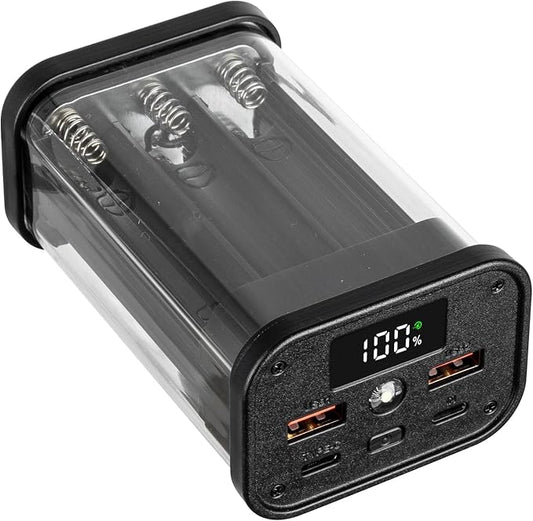 Transparent 18650 Battery Charger Case, Solderless Portable Charger Housing with Overload Protection, Detachable Design for Secure Device Charging