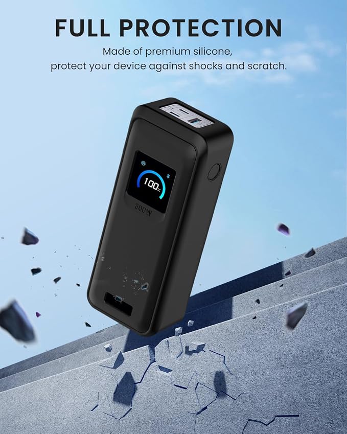 Silicone Case for Anker Prime Power Bank 300W 26,250mAh,Full-Body Protective Cover for Anker Prime Power Bank 300W,Precise Port Cutouts (Case Only) Black