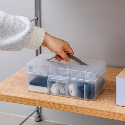 Vidifor 2-Layer Cable Organizer Box with 20 Cable Ties, Portable Cord, Charger and Bandages Storage for Drawer, Desk, Office & Home (White)