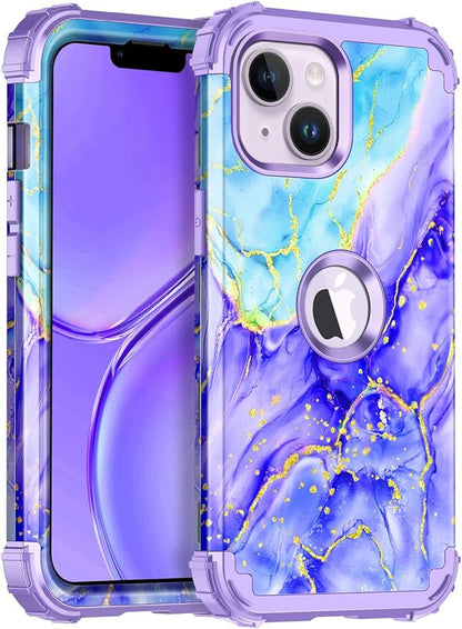 Casetego for iPhone 13 Case,iPhone 14 Case,Three Layer Heavy Duty Sturdy Shockproof Protection Full Rugged Hard PC+Soft TPU Bumper Protective Girls Case for Apple iPhone 13/14 6.1 inch,Cobalt Violet