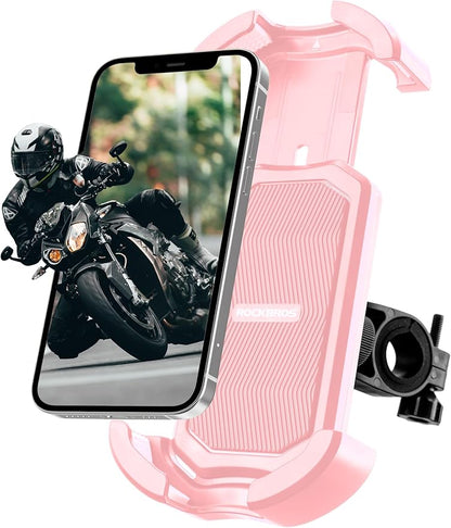 ROCKBROS Bike Phone Holder - Motorcycle & Scooter Mount, Adjustable, Shockproof, Security Lock, 4.7'-6.8' Phones