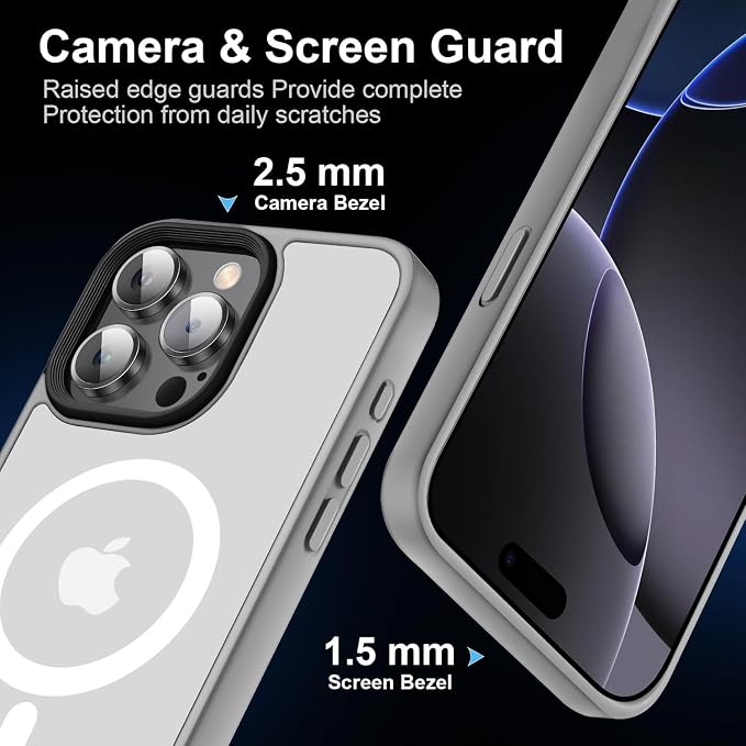Strong Magnetic Case for iPhone 14 Pro Max[10Ft Military-Grade Protection] Compatible with MagSafe Shockproof Slim Thin Cover 14 Pro Max Phone Case 6.7 inch,-Gray