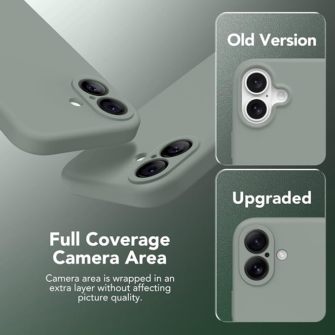 Magnetic for iPhone 16 Case, Compatible with MagSafe, [Screen Protector + Full Camera Protection], Silicone Shockproof Anti-Scratch Protective Phone Case for iPhone 16 6.1", Calke Green