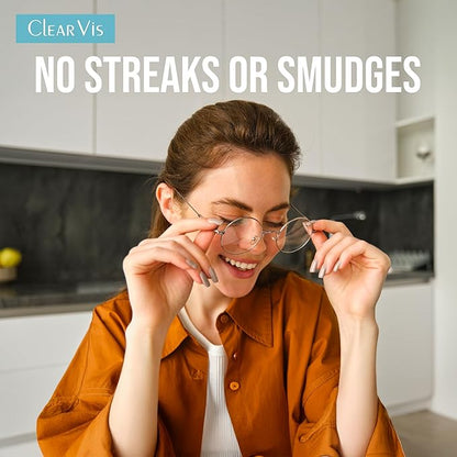 Pre-Moistened Lens Wipes – ClearVis 400 Individually Wrapped Wipes, Streak-Free Cleaning for Eyeglasses, Phones, Cameras, Binoculars, & Screens – Fast-Drying, Anti-Smudge Formula