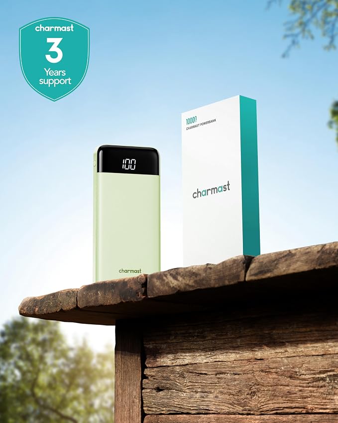charmast Portable Charger with Reinforced Built-in 4 Cables,10000mAh Power Bank Travel Essentials 6 Outputs 3 Inputs 3A Fast Charging Compatible with iPhone iPad Samsung Google Pixel LG Moto etc.
