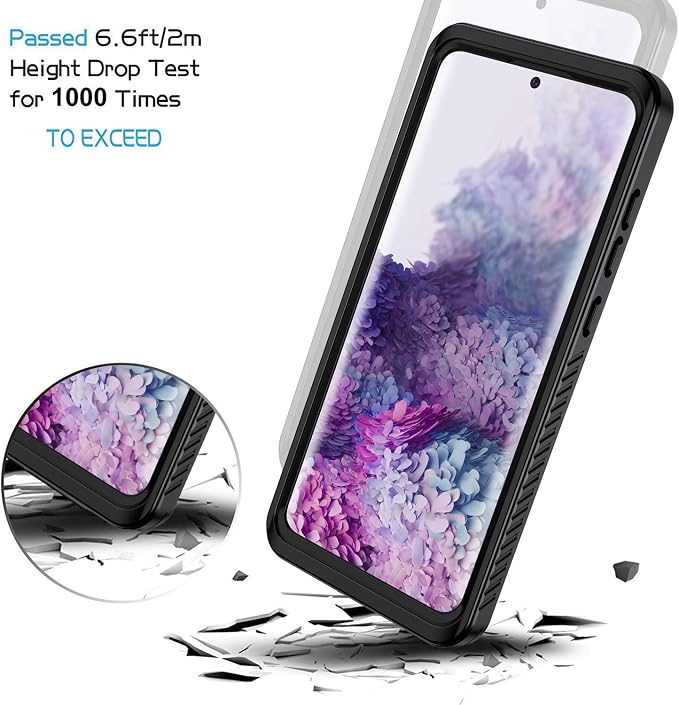 Lanhiem for Samsung Galaxy S20+ Plus Case, IP68 Waterproof Dustproof Shockproof Case with Built-in Screen Protector, Heavy Duty Full Body Protective Cover for Galaxy S20 Plus 5G, Black/Clear