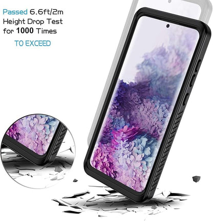 Lanhiem for Samsung Galaxy S20+ Plus Case, IP68 Waterproof Dustproof Shockproof Case with Built-in Screen Protector, Heavy Duty Full Body Protective Cover for Galaxy S20 Plus 5G, Black/Clear