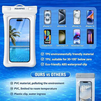 NEPHI IPX8 Floating Waterproof Phone Pouch 2 Pack-Up to 8.0"，Floating Phone Case for iPhone Andriod, Dry Bags for Vacation Beach Pool Kayak Cruise Travel Essentials (Black White 2 Pack)