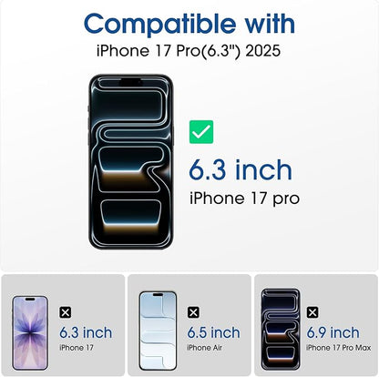 amFilm OneTouch Screen Protector for iPhone 17 Pro 6.3'' + Camera Lens Protector | Auto-Alignment Install | Bubble Free | 9H Tempered Glass | Shatterproof | FHD Clarity | Case Friendly | 2+4 Pack