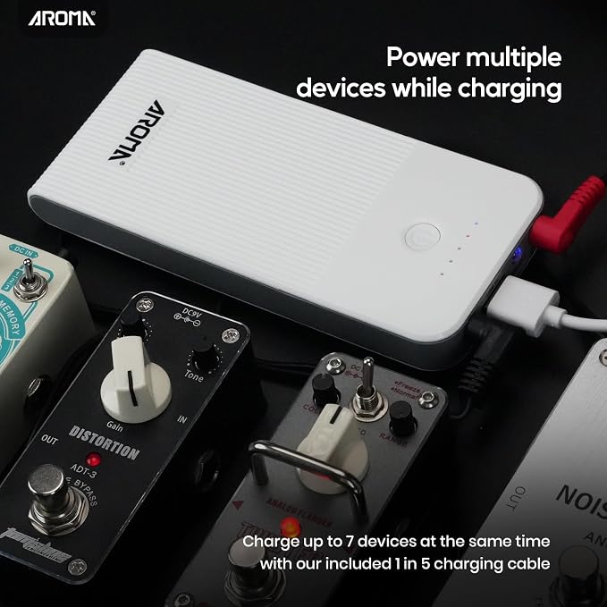 AROMA Guitar Pedal Battery Power Bank Supply Rechargeable with Built-in 10000mAh for 9V Effect Pedal and More Devices