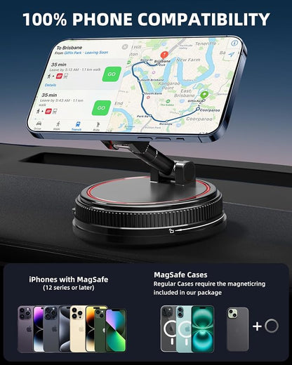 2026 Ultra Magnetic Phone Holder for Car, 360° Adjustable Car Phone Mount for Magsafe, Suction Cup Phone Holders for Your Car for iPhone 17 Pro Max 16 15 14 13 12