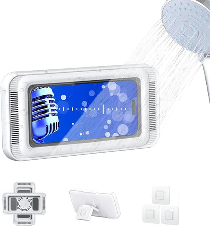 Bathroom Waterproof and Anti Fog Phone case with 360 Degree Rotation (White)