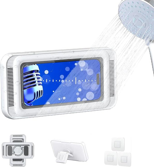 Bathroom Waterproof and Anti Fog Phone case with 360 Degree Rotation (White)