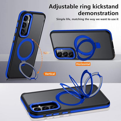 for Samsung Galaxy S23 FE Case, Magnetic Adjustable Ring Stand [Fit for Magsafe], [Military-Grade Shockproof Protection] Phone Case with Kickstand&Ring Holder (Blue)