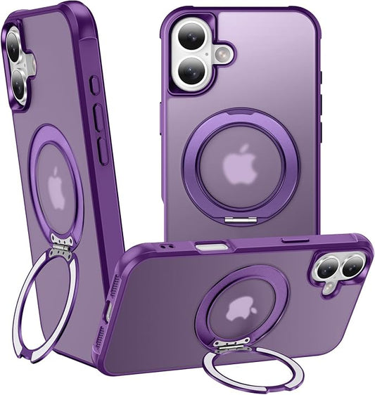 360° Magnetic Swivel Ring for iPhone 17 case, Built-in Metal Stand and Ring Holder, Magsafe Compatible, Military Grade Protection, Shockproof - Purple