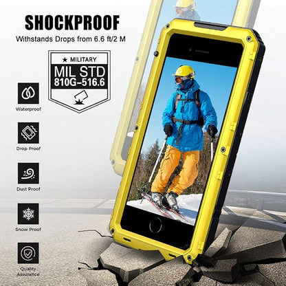 Mitywah Waterproof Case for iPhone SE 2020, Heavy Duty Military Grade Armor Metal Case, Full Body Protective Rugged Shockproof Thick Dustproof Strong Case for iPhone SE 2nd Generation, Yellow