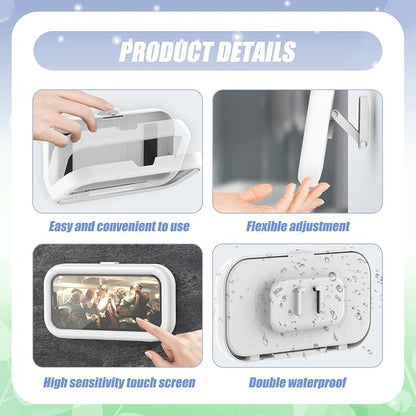 Shower Phone Holder Waterproof, 480° Rotatable Retractable Adjustable Shower Phone Case with Aromatherapy, Anti Fog Touch Screen Wall Phone Mount Stand, Phone Holder for Bathroom,for 4-7" Cellphones