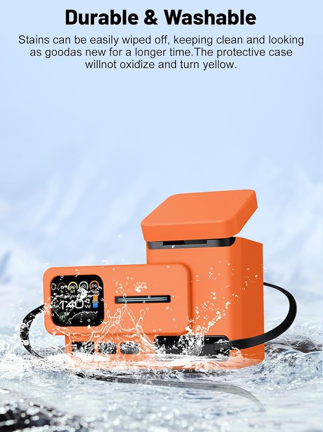 Silicone Protective Case Compatible with CUKTECH 15 Super Power Station 140W, Full-Body Protective Cover with Precise Cutouts, Shockproof & Scratch-Resistant Sleeve (Orange)