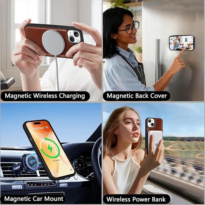 Wallet Case for iPhone 15 with Card Holder/Crossbody Wallet/Strap| RFID Blocking | Magnetic | Kickstand | Detachable | PU Leather Phone Case for iPhone 15,6.1 in,Brown