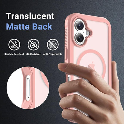 jaroco Magnetic for iPhone 17 Case, [Compatible with MagSafe][Military Grade Drop Protection][Heavy Duty Protection][Non-Slip][Shockproof] 2-Layer Durable Bumper Phone Case 6.3''-Pink