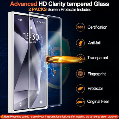 MOZOTER for Samsung Galaxy S24 Ultra Case,[Compatible with MagSafe] Clear | [12Ft Military Dropproof][2*Screen Protector]Translucent Slim Shockproof Holsters Case for S24 Ultra-Clear