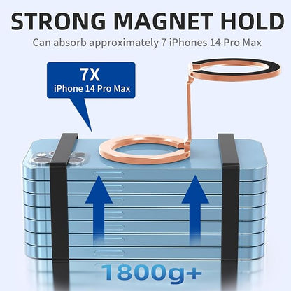 Double Magnetic Phone Ring Holder for MagSafe 360°Rotation Finger Grip Stand Adjustable Cellphone Magnetic Kickstand Mag Safe Accessories for iPhone 16/15/14/13/12 Series Rose Gold