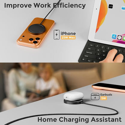 25W Magnetic Wireless Charging Pad: Qi2.2 Qi2 MagSafe Fast Charger for iPhone Air 17e 17 16 15 14 Pro Max, Samsung Galaxy S26 S25, Google Pixel 10 & AirPods, Gift Ideal for Desk Travel (Black, 2 Pack)