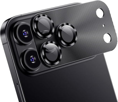 AFARER [2 Pcs Camera Lens Cover for iPhone 17 Pro,Not Easy to Break,9H Metal Tempered Glass Protector, Strong Adsorption & Case-Friendly,[Does not Affect Night Shots] Black