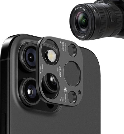 Laser-Etched Aluminum Camera lens Protector for iPhone 16 Pro/Max - [2025 Inspired Camera Design] for iPhone 14/15/16 Pro & Pro Max Series (No Glass Lens Coverage), 2 pack, Black