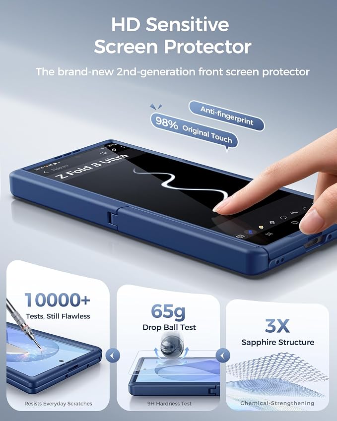 SSLOTSCASE Magnetic for Samsung Galaxy Z Fold 8 Ultra Case with Stand, Blue | Compatible with MagSafe, Kickstand, Hinge Protection, Screen Protector, Drop Proof Rugged Anti-Slip Slim Phone Cover 5G 2026