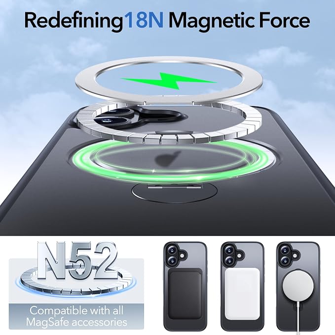 Anqrp 360° All-in-ONE Stand Case for iPhone 17 Case with Rotatable Magnetic Kickstand Ring Holder, Compatible with Mag-Safe, MIL-Grade Shockproof iPhone Phone Case Cover 6.3 inch, Black