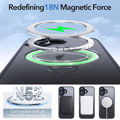 Anqrp 360° All-in-ONE Stand Case for iPhone 17 Case with Rotatable Magnetic Kickstand Ring Holder, Compatible with Mag-Safe, MIL-Grade Shockproof iPhone Phone Case Cover 6.3 inch, Black