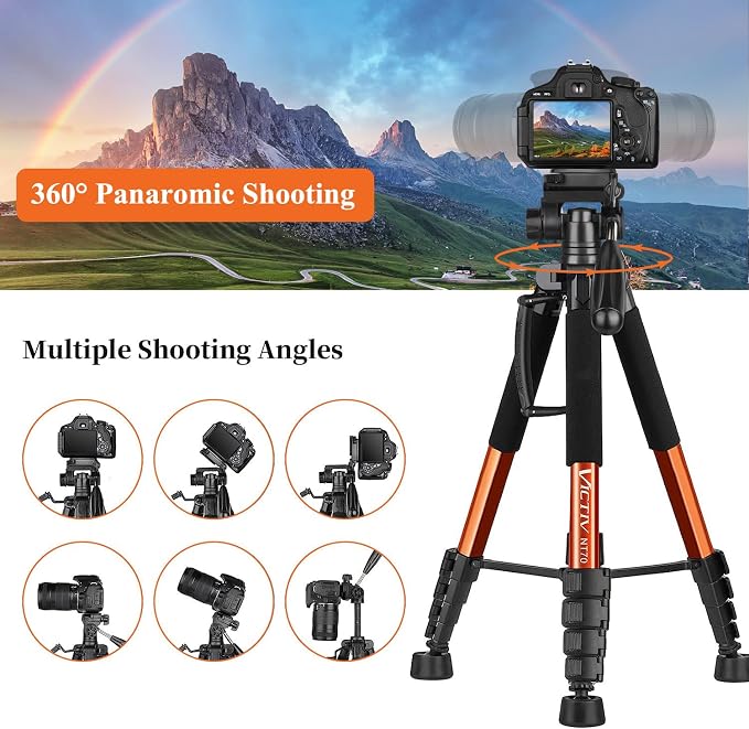 Victiv Tripod 74-Camera-Tripod for Cell Phone, Aluminum Professional Heavy Duty Camera Tripod Stand, Tripod for Camera DSLR SLR with Carry Bag, Compatible with Canon Nikon iPhone