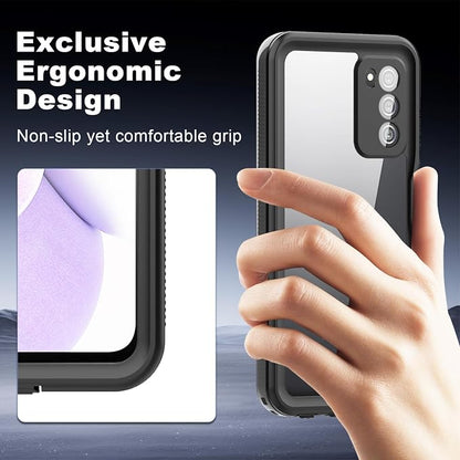 Hualele Galaxy A03S Case Waterproof, Built in Lens & Screen Protector Rugged Full Body Heavy Duty Protective Shockproof IP68 Underwater Case for Samsung Galaxy A03S Black