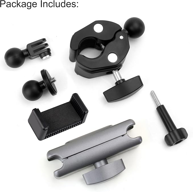 SOONSUN Super Clamp Camera Mount with Dual 360° Ballhead, Magic Arm & Phone Clip, Heavy Duty Clamp Mount for GoPro, Insta360, DJI Osmo, DSLR, iPhone, Bike Motorcycle Handlebar, Pole, Desk