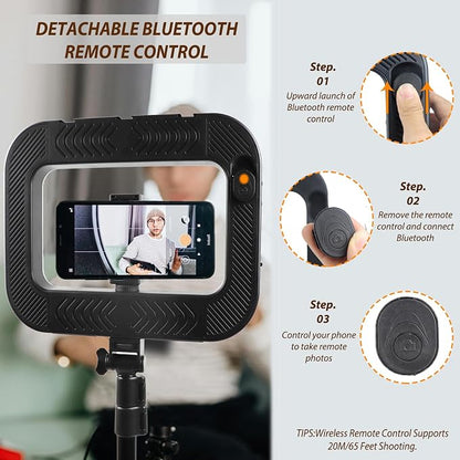 Ring Light for Phone with Video Rig, LED Video Light Kit, 8000mAh Battery, Bluetooth Remote, Adjustable Brightness and Color for Selfie, Phone Photography, TikTok, YouTube, Vlogging (LED Pro)