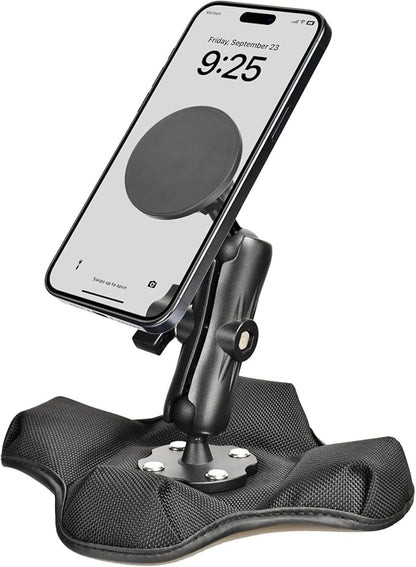 Magnetic Phone Holder for Desk&Car Dash,Aluminum Arm, Non-Slip Beanbag Base, 360° Rotation at 3 Points, Compatible with MagSafe iPhone 12-16 Series, Fits RAM B Size 1" Ball