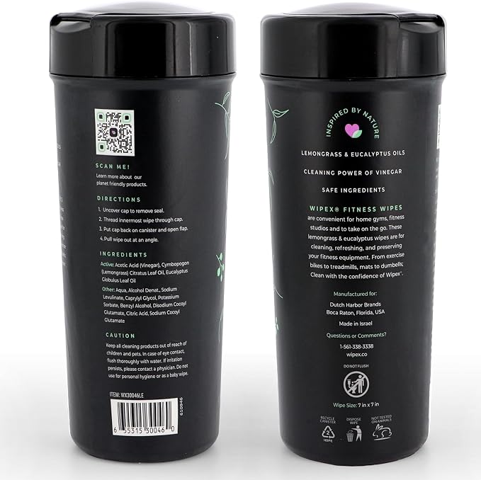 Wipex Screen Wipes & Gym Wipes Combo Pack - 75ct Gym Equipment Wipes Canister & 24ct Individually Wrapped Fitness Touch Screen Wipes, Safe for Yoga Mats & Electronics, Lemongrass Scent