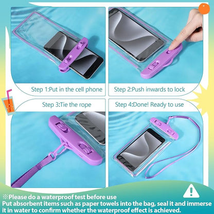 Abbylike 80 Pcs Universal Waterproof Phone Pouch Multicolor Waterproof Phone Case Dry Bag with Lanyard Glow in The Dark Outdoor Swimming Snorkeling Bag Beach Travel Must Haves for Smartphone up to 7''