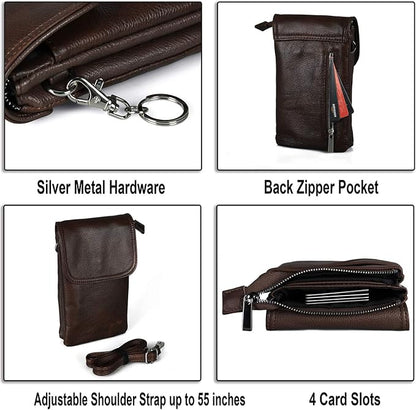 befen Genuine Leather Small Crossbody Bags for Women Cell Phone Bag Cross Body Purses,Silver Zipper