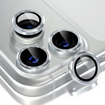 Choiche Compatible for iPhone 17 Pro/iPhone 17 Pro Max Camera Lens Protector, 9H Tempered Glass Camera Cover Screen Protector Metal Ring Decoration Accessories (Silver)