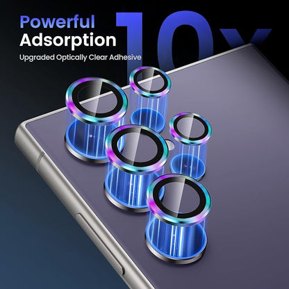 Tensea (3+2PCS for Samsung Galaxy S24 Ultra 5G Camera Lens Protector, 9H Tempered Glass Camera Cover Screen Protector Metal Individual Ring for S24 Ultra 5G 2024 [Installation Tray][Case Friendly]