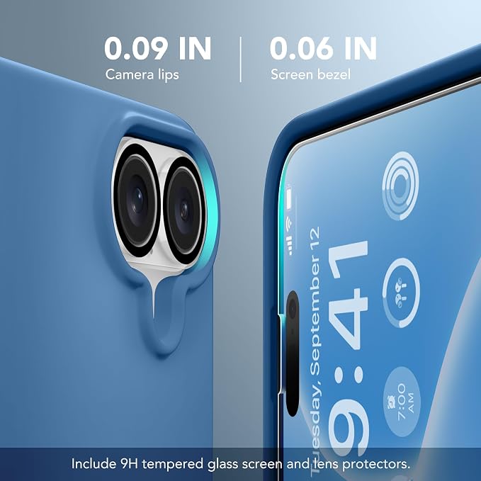 GONEZ Magnetic for iPhone 16 Case, Compatible with MagSafe, [Screen Protector + Camera Lens Protector], Liquid Silicone Shockproof Protective Phone Case for iPhone 16 6.1", Lake Blue